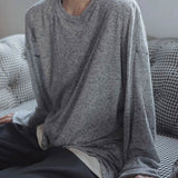 AIDASE  -  ropa hombre Men's Casual Long Sleeve T Shirt O-neck Solid Color Breathable Men Streetwear Soft Clothing Fashion Male Shirts Tops aidase-shop