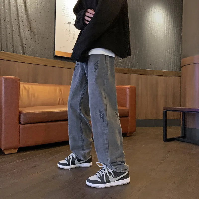 Aidase Wide Leg Cargo Pants American Hiphop Jeans Men's Retro Smoke Gray y2k Pants Man Unisex Streetwear Baggy Jeans Korean Clothing aidase-shop