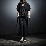 AIDASE  -  Summer New Men's Solid Color Wide-Leg Cropped Trousers Japanese Retro Fashion Trend Street Hip-Hop Casual Loose Men's Bottoms aidase-shop