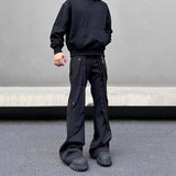 AIDASE  -  American High Street Fashion Flared Pants Men 2025 Spring And Summer New Trend Straight Slim Casual Black Pants Mens Clothing