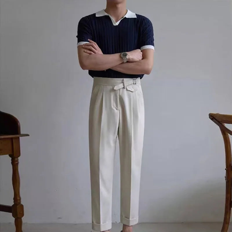 AIDASE  -  Knitting Short Sleeve Turn-down Collar Polos Men Summer New Casual Breathable Knit Polo Shirt Classic Mens Patchwork Polo Shirts aidase-shop