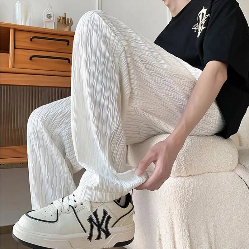 AIDASE  -  Men's Clothing Slim Straight Pants New Black White Casual Trendy Versatile Bad Boy Fashion Office Ready Trousers aidase-shop