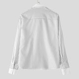 AIDASE  -  Men Shirt Striped Patchwork Lapel Long Sleeve Loose Men Clothing Streetwear 2025 Fashion Casual Male Shirts Korean Style aidase-shop