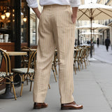 AIDASE  -  Plus Size Mens Fashion Striped Hotpants Loose Classic Linen Bloomer Male Ankle-Length Trouser Men Casual Beach Sweatpants New aidase-shop