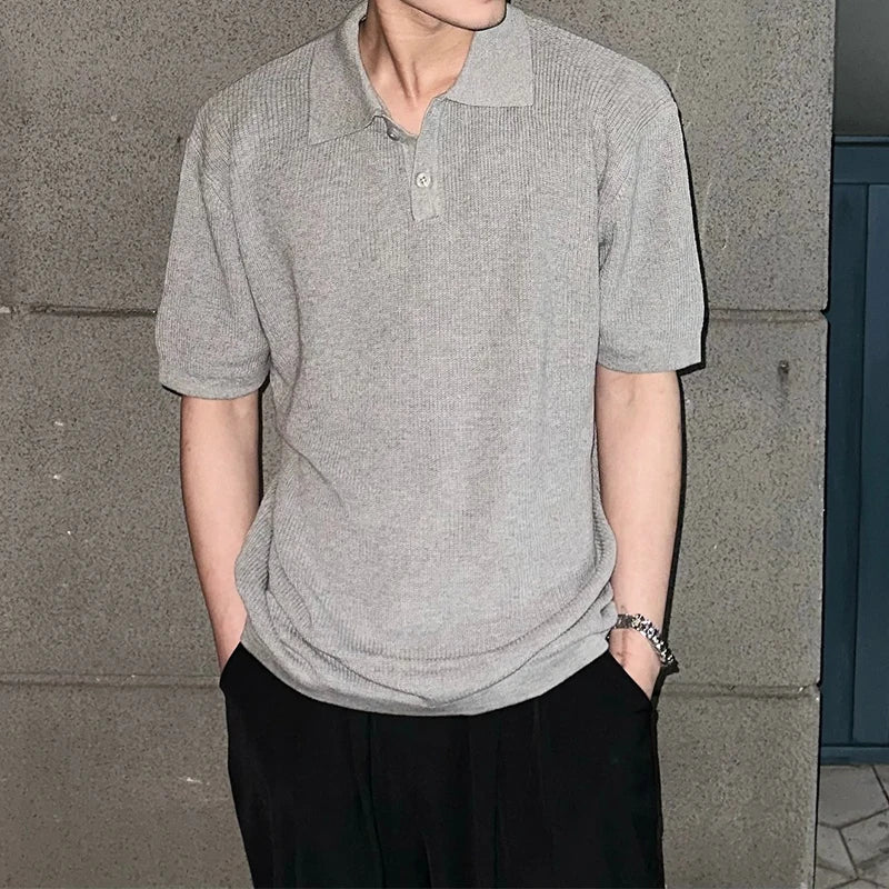 AIDASE  -  Mens Short Sleeve Slim Casual Polo Shirts Summer Stylish Solid Color Men's Knitted Polo Shirt Streetwear Fashion Knitting Polos aidase-shop