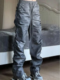 Aidase Cargo Pants for Men Trousers Man Black Grey Stacked Hip Hop Nylon Fashion Aesthetic Designer Oversize Korean Style Baggy Cotton