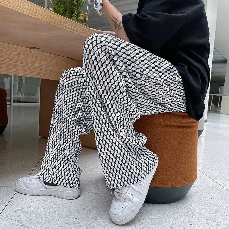 Aidase Men's Casual Pants Hip Hop Hippie Trousers Male Plaid Loose Summer Stylish Korean Style Y2k Cotton Long New In Comfortable aidase-shop