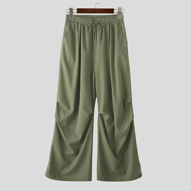 AIDASE  -  Men Cargo Pants Solid Color Drawstring Joggers Loose Casual Trousers Men Streetwear 2025 Fashion Male Long Pants S-5XL aidase-shop