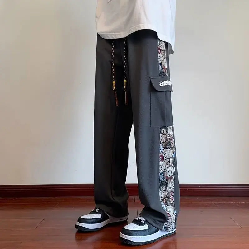 Aidase Streetwear Embroidery Men Pants Four Seasons New Casual Jogging Pants Men Patchwork Fashion Straight Trousers for Men 5XL aidase-shop