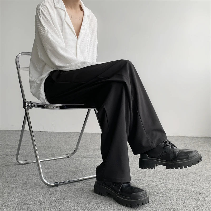 Aidase Khaki Black Suit Pants Men Fashion Social Men Dress Pants Korean Casual Loose Straight Pants Men Office Formal Trousers M-2XL aidase-shop