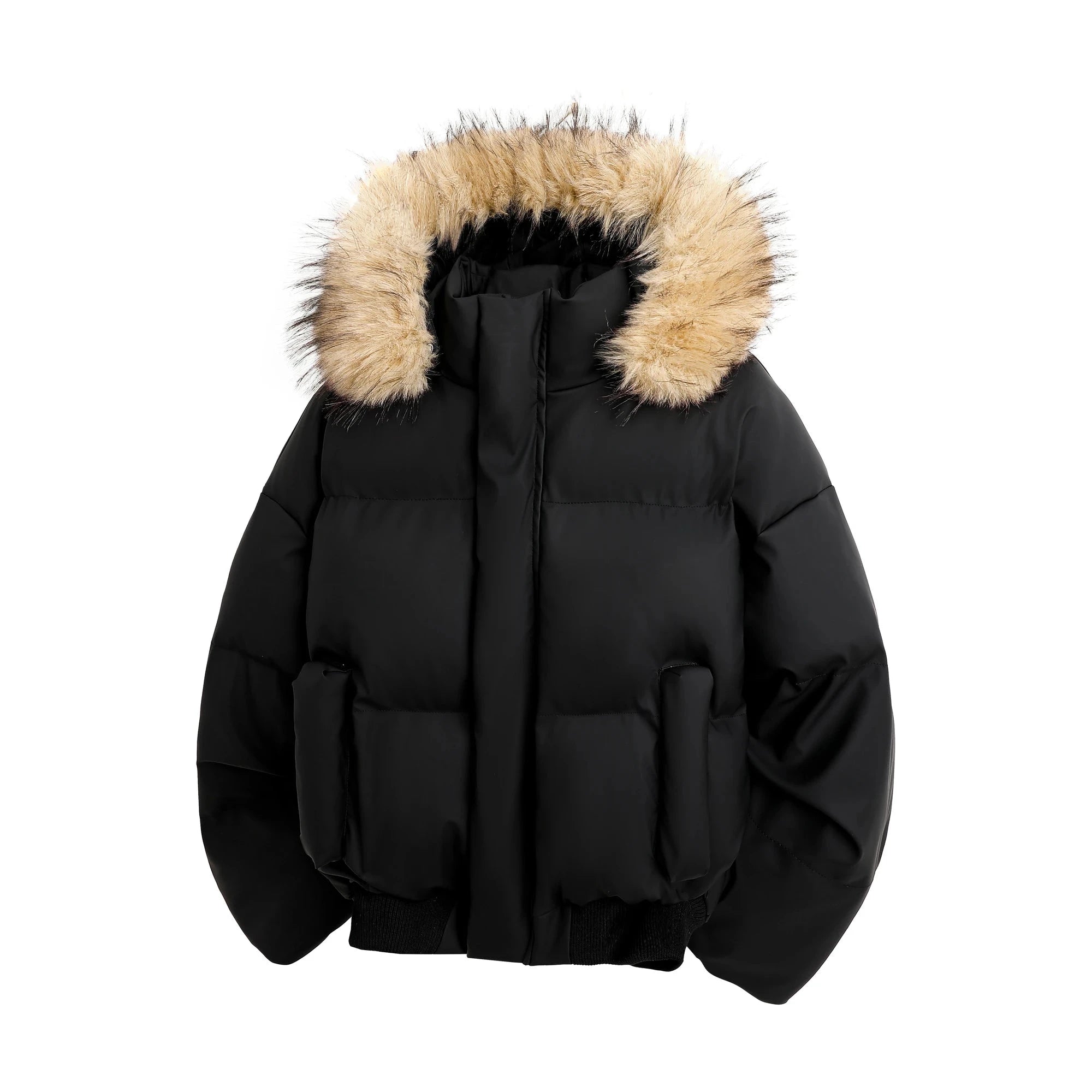 AIDASE  -  Detachable Hooded Men's Cotton Jacket American Style Short Fur Collar Long Sleeve Solid Color Casual Male Coats 21E7670 aidase-shop