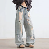 AIDASE  -  Men's Ripped Jeans Korean Style Trendy High Street Stylish Versatile Trousers 2025 Autumn Niche Design Denim Pants 21E7188 aidase-shop