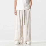 AIDASE  -  Spring Cotton Linen Pants Men Elastic Waist Casual wide leg Pant Loose Sweatpants Traditional Chinese Trousers pantalons homme aidase-shop