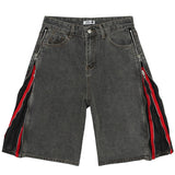 Aidase Side Double Zip Denim Shorts Men Summer Fashion Luxury Designer Streetwear Harajuku Denim Shorts Man Casual Hip Hop Jeans Shorts