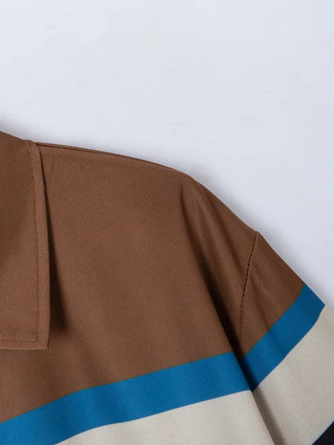 AIDASE  -  New Summer Men's Striped Polo Shirts Fashion Lapel Button Short Sleeve Sports Polos Classics Business Casual Tops Male Tees aidase-shop