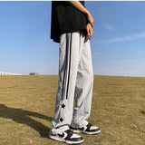 Aidase American Quick-drying Sports Casual Pants Men Korean Style Trendy High Street Overalls Loose Straight Striped Long Pants Chic aidase-shop