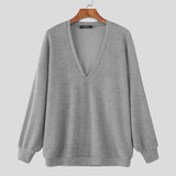 AIDASE  -  Men Sweater Autumn Solid Color Knitted V Neck Long Sleeve Male Pullovers Streetwear 2025 Fashion Casual Men Clothing aidase-shop