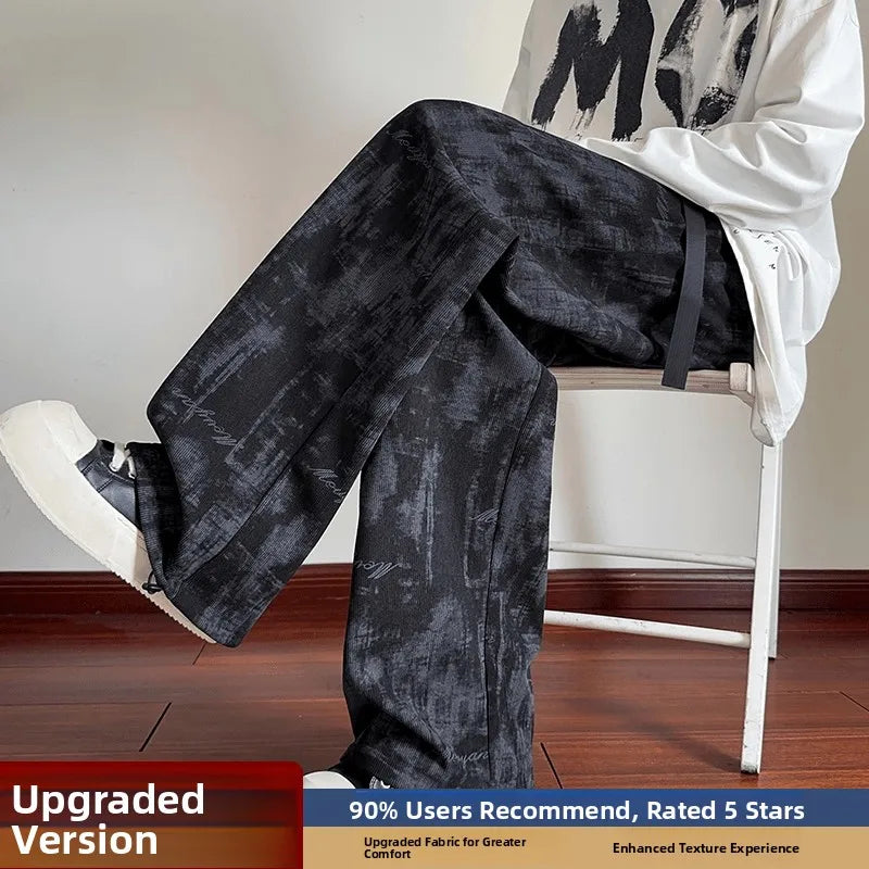 AIDASE  -  American Retro Tie Dye Men's Casual Pants Loose Straight Leg Autumn Trendy Brand High End Feeling Casual Sports Sweatpants aidase-shop