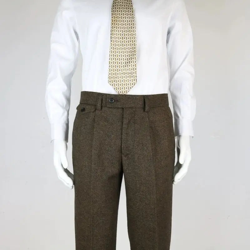 Aidase Men Autumn Winter Men New Long Wool Tweed Trousers Male Office Straight Pants Male Retro Business Casual Suit Pants aidase-shop