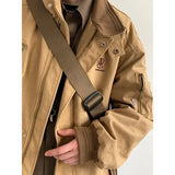 Aidase winter outfits men Cargo Vintage Sets Men Women Embroidered Stand-up Collar Casual Jackets+Autumn Wide-leg Straight-leg Loose Pants Two-piece Suit