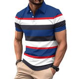 AIDASE  -  New Summer Men's Striped Polo Shirts Fashion Lapel Button Short Sleeve Sports Polos Classics Business Casual Tops Male Tees aidase-shop