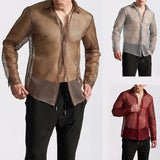 AIDASE  -  Mens Shirt Hollow Ballroom Nightclub Sexy Shirt Streetwear Fashion Youth Outdoor Niche Long-Sleeved Top Men'S Clothing 2025 New aidase-shop