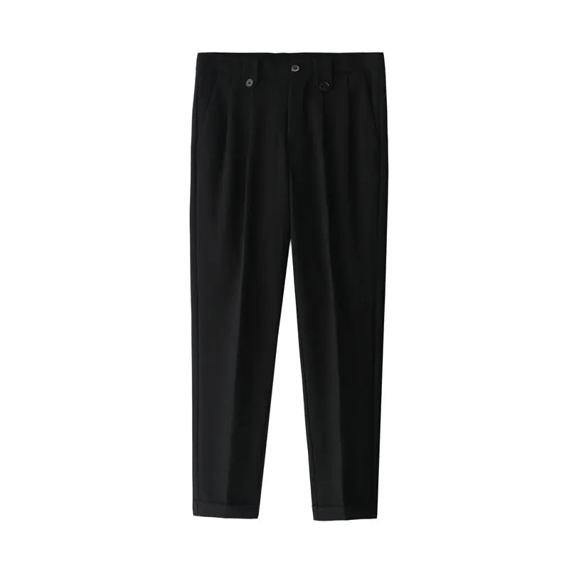 Autumn Winter Woolen Business Dress Pants Men Elastic Waist Streetwear Casual Trousers Formal Social Suit Pants Costume Homme aidase-shop