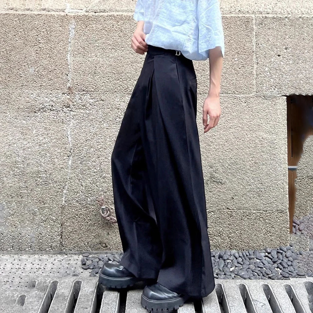 AIDASE  -  Mens Suit Pants Adjustable Waist 3d Pleated Casual Pants Streetwear Fashion Niche Retro Wide-Leg Pants Men'S Clothing 2025 New aidase-shop