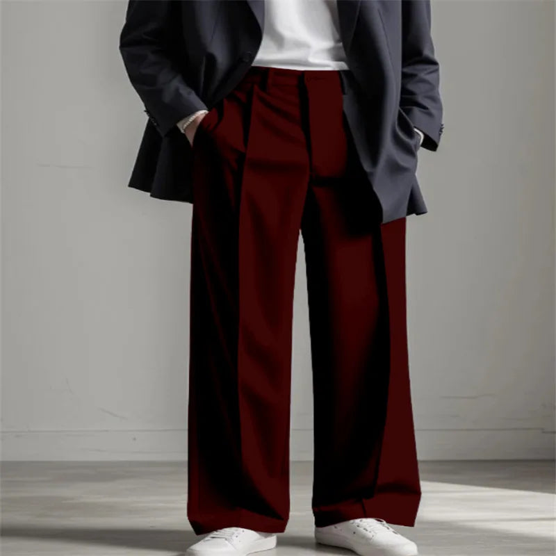 AIDASE  -  Men's Dress Fashion Street High Quality Wide Leg Mid Waist Drop Suit Pants aidase-shop