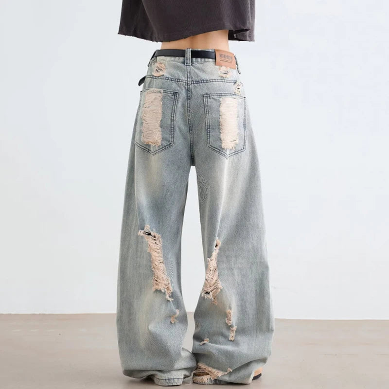 AIDASE  -  Men's Ripped Jeans Korean Style Trendy High Street Stylish Versatile Trousers 2025 Autumn Niche Design Denim Pants 21E7188 aidase-shop