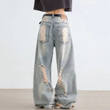 AIDASE  -  Men's Ripped Jeans Korean Style Trendy High Street Stylish Versatile Trousers 2025 Autumn Niche Design Denim Pants 21E7188 aidase-shop