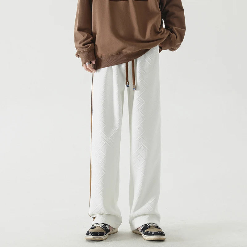 Aidase Fashion Elastic Spliced Striped Straight Casual Pants Men's Clothing 2024 Spring Summer New Loose Korean High Waist Trousers aidase-shop