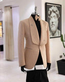 Aidase 2 Pieces Men's Suits Tailored Beads Blazer Shawl Lapel Pants One Button Pockets Party Formal Coat Suit Custom Made Plus Size Fit aidase-shop