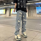 Aidase Autumn Men Jeans Pants Denim Black Cargo Skinny Hip Hop Cross Straight Harajuku Trousers aidase-shop
