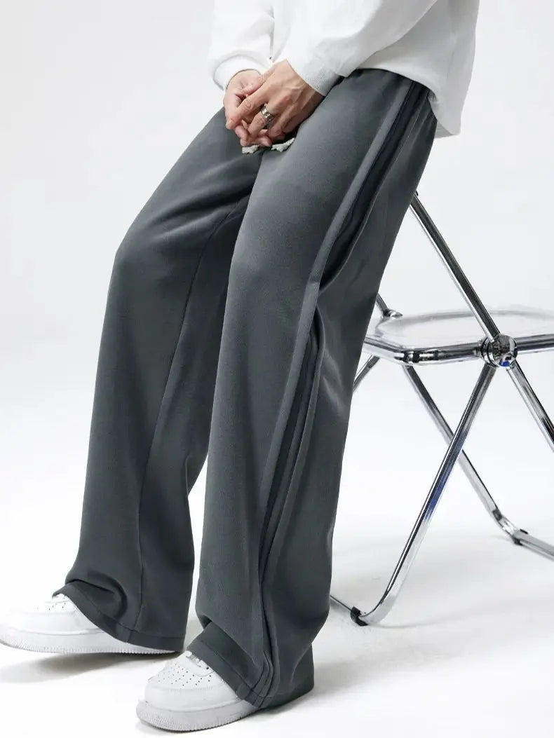 Aidase Cotton Straight Leg Sweatpants Men's Loose Drape Side Stacked Athletic Casual Pants Pleated Soft Breathable Simple Sport aidase-shop