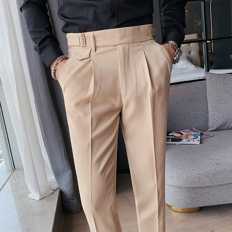 Aidase British Style Autumn New Solid High Waist Trousers Men Formal Pants High Quality Slim Fit Business Casual Suit Pants Hommes aidase-shop