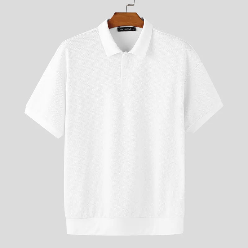 AIDASE  -  Men Shirt Lapel Short Sleeve Korean Style Loose Shirts Men Summer Tops Streetwear Solid Casual Men Clothing S-5XL aidase-shop