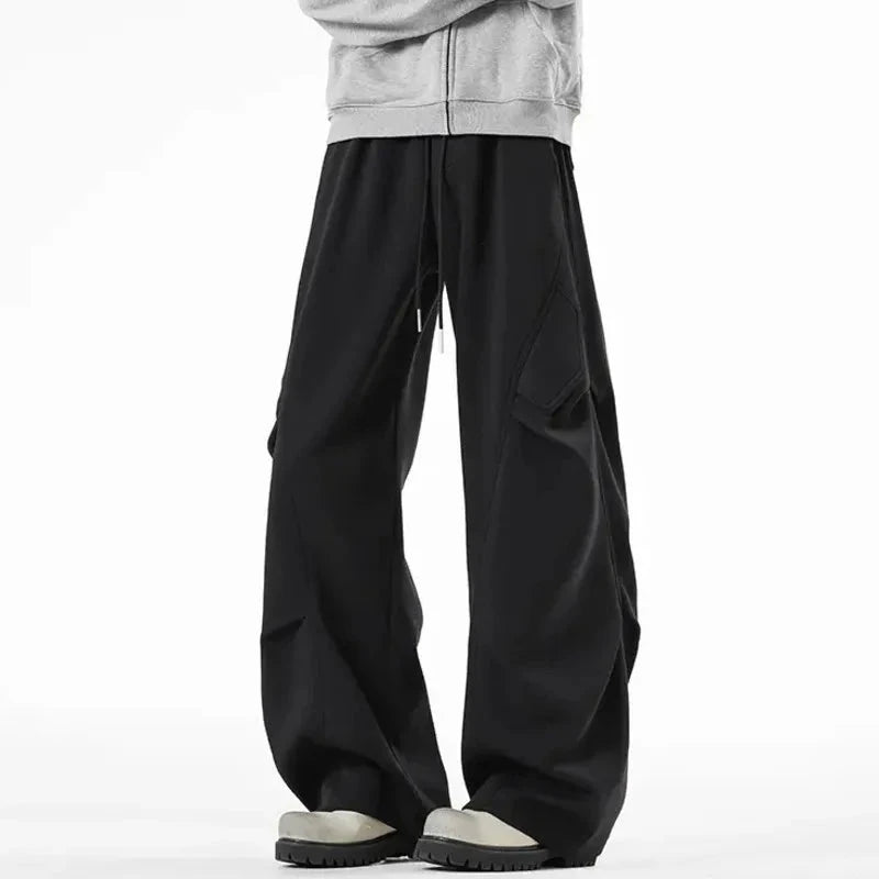 AIDASE  -  High Waist Men Sports Pants American Style Loose Draped Straight Wide Leg Casual Drawstring Trousers Autumn New 21E7679 aidase-shop