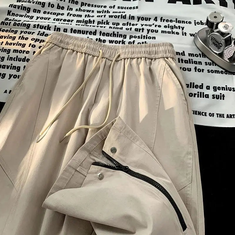 Aidase American Vibe Style Zipper Overalls Men in Spring Autumn High Street Japanese Wide-leg Fashion Trend Loose Straight Casual Pants aidase-shop