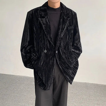 AIDASE  -  Spring Autumn New Men's Tide Korean Style Velvet Long Sleeve Blazer Niche Chic Casual Padded Shoulder Suit-Coats Ins W10344 aidase-shop