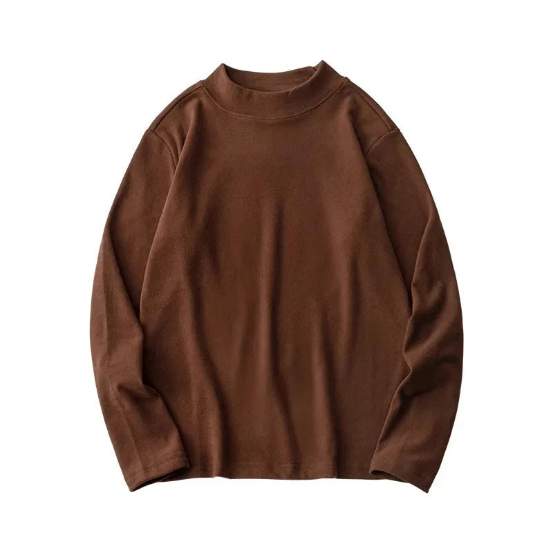 AIDASE  -  Autumn and Winter Men's Long Sleeve T-shirt with Half High Neck Underlay Loose Inner Layer Comfortable Versatile Top aidase-shop