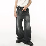Aidase Vintage Men's Baggy Denim Trousers New Streetwear Wide Leg  Loose Denim Pants Fashion Distressed Straight Pants