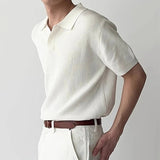 AIDASE  -  Mens Short Sleeve Slim Casual Polo Shirts Summer Stylish Solid Color Men's Knitted Polo Shirt Streetwear Fashion Knitting Polos aidase-shop
