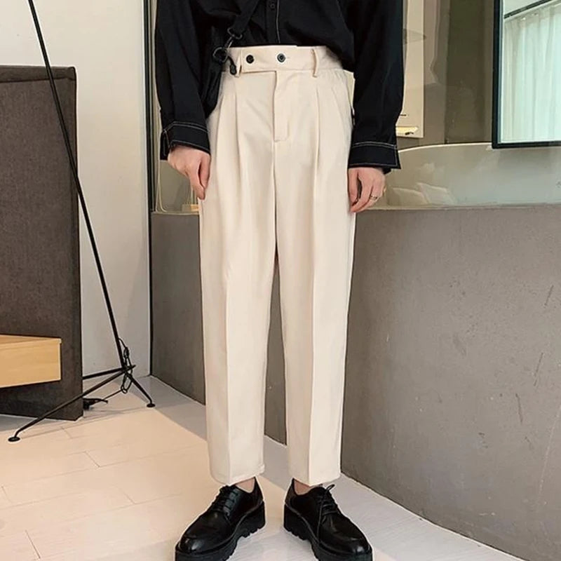 Aidase Hong Kong Style Summer Casual Pants Men Loose Straight Nine-point Pants Korean Style Casual Versatile Iron-free Suit aidase-shop