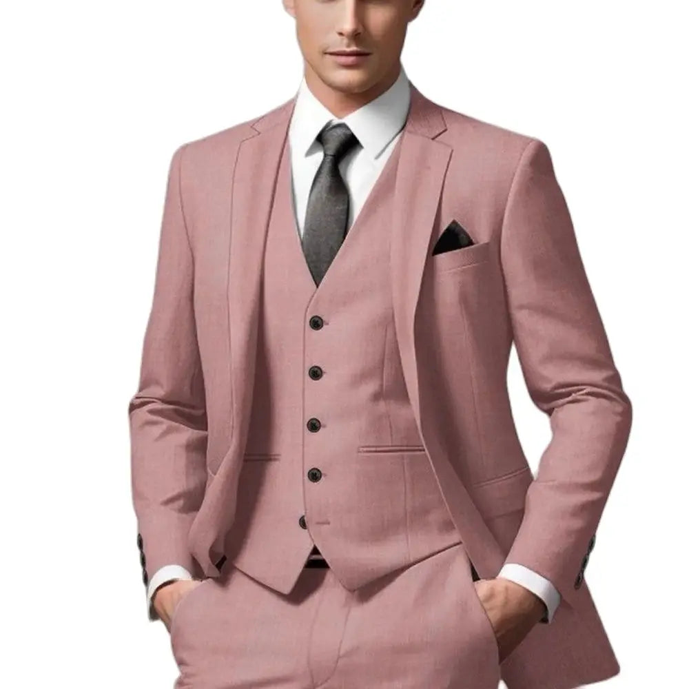 Aidase Fashion Dusty Pink Men's Suits Eelgant Groom Male Clothing Formal Single Breasted Notch Lapel 3 Piece Jacket Pants Vest Blazer aidase-shop