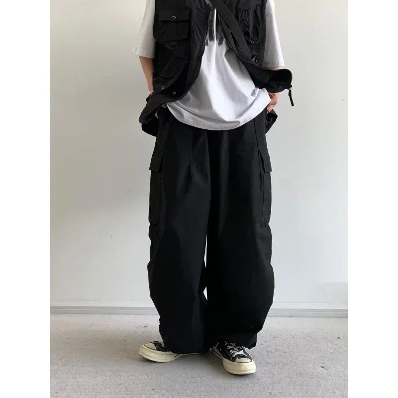 Aidase Harajuku Cargo Pants Men Women Vintage Multi-pocket Wide-leg Trousers Street Hip Hop Casual Baggy Pants Spring Autumn Unisex aidase-shop