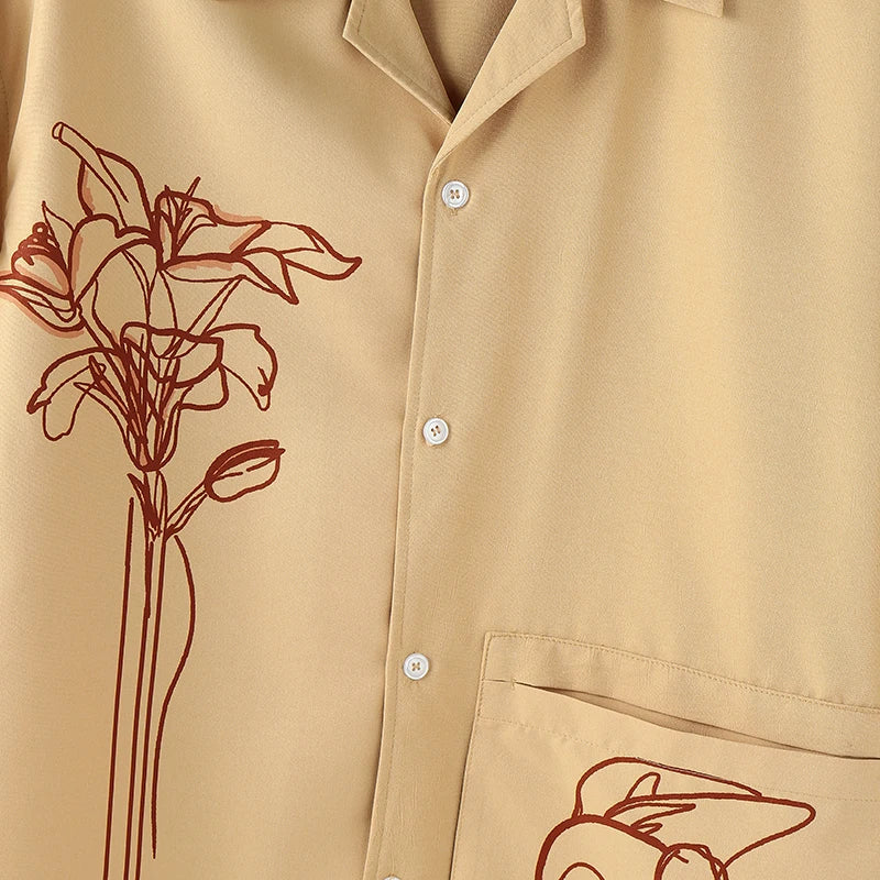 AIDASE  -  Men Shirt Summer Printing Vacation Oversize Lapel Short Sleeve Men Clothing Streetwear 2025 Fashion Casual Tops Men aidase-shop