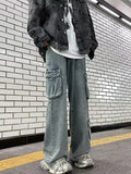 Aidase Men Jeans Multi Pockets Daily Hip Hop Casual Chic Teenagers All-match Mopping Washed Trousers Comfortable Classic Korean Style
