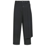AIDASE  -  Spring Summer New Genderless Double-Layer Culottes Mens Fashion Trend Casual Deconstructed Pleated Trousers Straight Pants aidase-shop