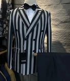 Aidase Grey Striped Mens Suits Double Breasted for Wedding Custom Made for Man Costume Groom 2-Pieces Tuxedos Best Man Blazer Pants aidase-shop